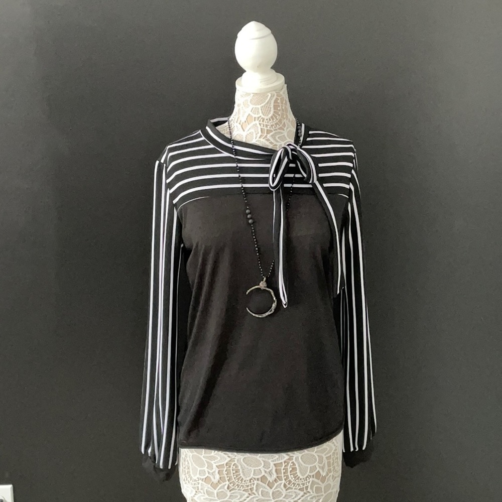 Black and White Blouse